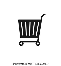 Shopping cart icon, flat design template, trolley symbol, vector illustration