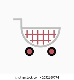 Shopping cart icon, Shopping cart flat design, suitable use for super market, shopping, sale, shop, store, and etc, Design illustration of shopping cart