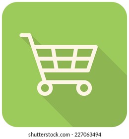 Shopping cart icon (flat design with long shadows)