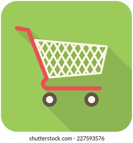 Shopping cart icon (flat design with long shadows)