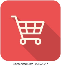 Shopping Cart icon (flat design with long shadows)