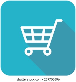 Shopping Cart icon (flat design with long shadows)