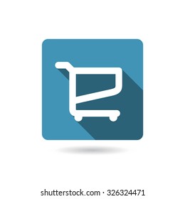 Shopping Cart icon. flat design with long shadows.