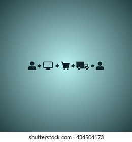 Shopping Cart Icon, flat design style