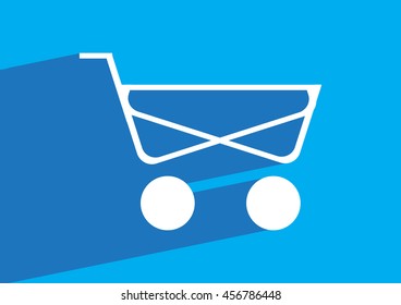 Shopping Cart icon (flat design with long shadows)