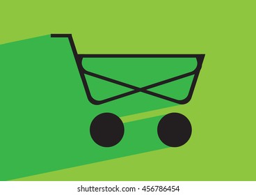 Shopping Cart icon (flat design with long shadows)