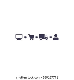 Shopping Cart Icon, flat design style
