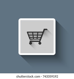 Shopping Cart icon, flat design with long shadow.