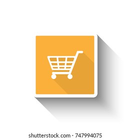 Shopping Cart icon, flat design with long shadow.