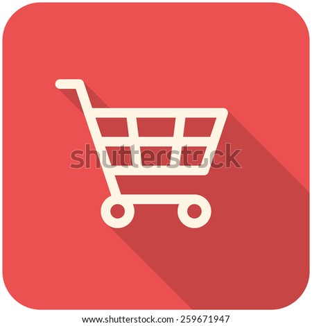 Shopping Cart icon (flat design with long shadows)
