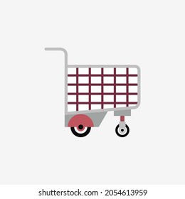 Shopping cart icon, flat illustration of shopping cart, electric shopping cart design, suitable used for business, shop, supermarket, sale, shopping, and etc