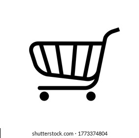 Shopping cart icon, flat line online shop trolley vector icon