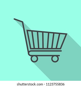 Shopping Cart icon flat style with long shadow. Vector illustration