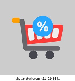 Shopping cart icon in flat style about black friday, use for website mobile app presentation
