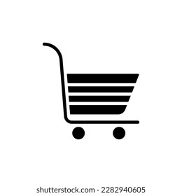 Shopping cart icon in flat style. Basket vector illustration on white isolated background. E-commerce business concept.