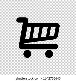 shopping cart icon flat vector on transparent background