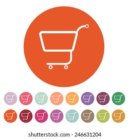 The shopping cart icon. Shopping cart. Flat Vector illustration. Button Set