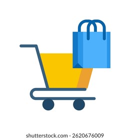 Ícone do carrinho de compras Ilustração de vetor plana