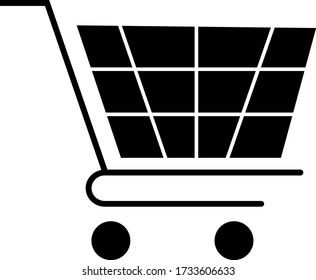 Shopping Cart Icon, free flat design, black and white vector.