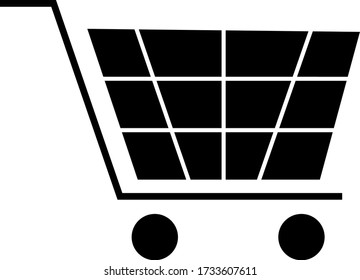 Shopping Cart Icon, free flat design, black and white vector.