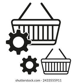 Shopping cart icon. Gear settings. Retail efficiency. Vector illustration. EPS 10.