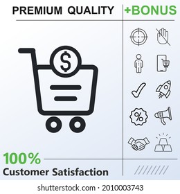 Elementos gráficos de icono del carro de compras para trabajar