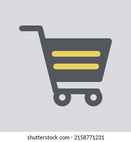 shopping cart icon gray trace and yellow horizontal lines e-commerce