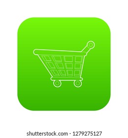 Shopping cart icon green vector isolated on white background