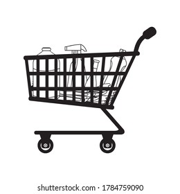 Shopping cart icon. Groceries icons. Market basket - Vector