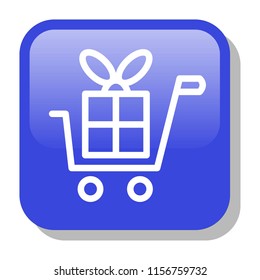 Shopping Cart Icon. Holiday Shopping concept. Editable stroke flat icons. Simple thin line art logo. Business colorful glossy button, label, sticker. Vector illustration. 