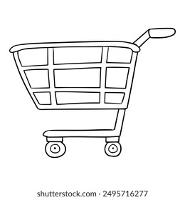 shopping cart icon illustration hand drawn outline isolated vector