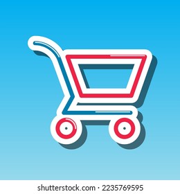 Shopping cart icon, illustration of shopping cart isolated with blue gradation background, super market equipment, suitable used for seller, buyer, shop, market, store and etc