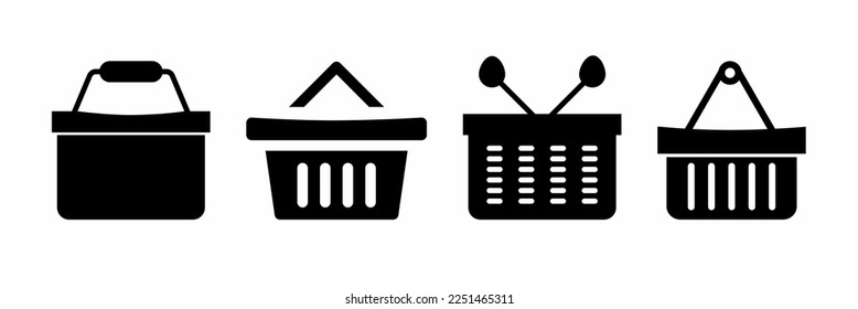 Shopping cart icon illustration set. Stock vector.