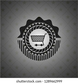 shopping cart icon inside black emblem. Vintage.