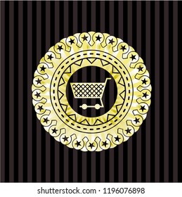 shopping cart icon inside gold badge