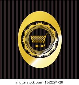 shopping cart icon inside gold badge