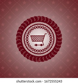 icono del carro de la compra dentro del icono rojo o emblema