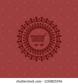 shopping cart icon inside retro style red emblem