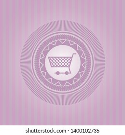 shopping cart icon inside retro pink emblem