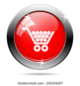 Shopping cart icon. Internet button on white background. 