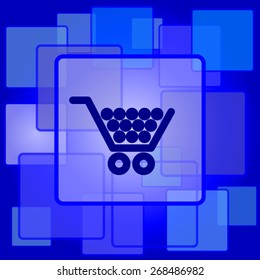Shopping cart icon. Internet button on abstract background. 