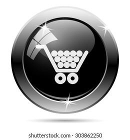 Shopping cart icon. Internet button on white background. EPS10 vector 