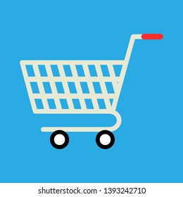 shopping cart icon isolated on blue background vector illustration