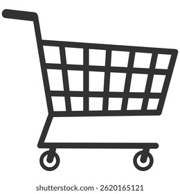 Shopping cart icon isolated on transparent. Trolley and grocery basket. Shopping cart, flat and line style for E-commerce and retail