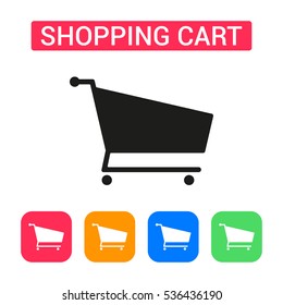 Shopping cart icon isolated on background. Minimalistic shopping cart. Vector icons for web and mobile applications, web sites and infographics