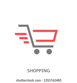 Shopping. Shopping cart icon isolated Vector illustration