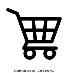 shopping Cart icon. Isolated vector pushcart symbol silhouette on a white background