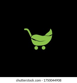 Shopping cart icon with leaf style