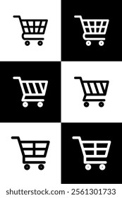 Shopping cart icon line editable stroke vector illustration. Icon set with dark mode options.