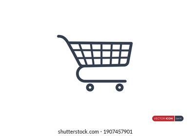 Shopping Cart Icon Line isolated on White Background. Flat Vector Illustration Usable for Web and Mobile Apps. Shopping Trolley Vector Icon Design Template Element.